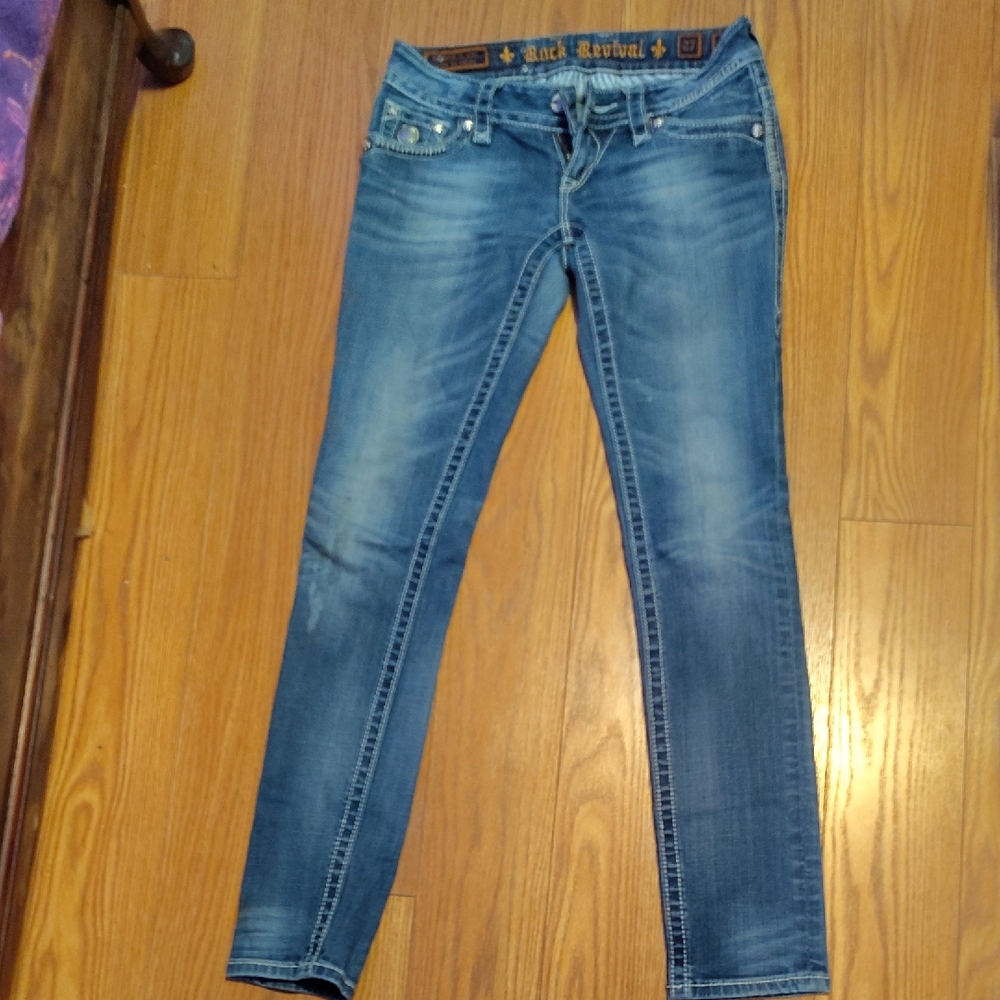 Rock Revival Women's Distressed Blue Skinny Jeans